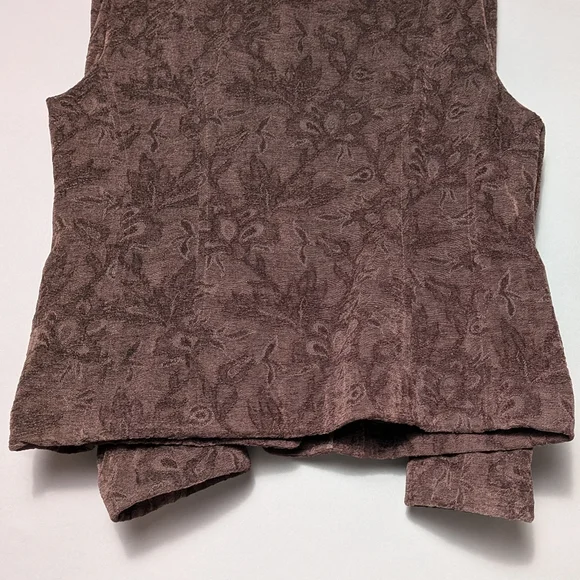 Croft & Barrow Floral Textured Jacquard Brown Blazer Classic Cozy Career Jacket - Picture 7 of 16